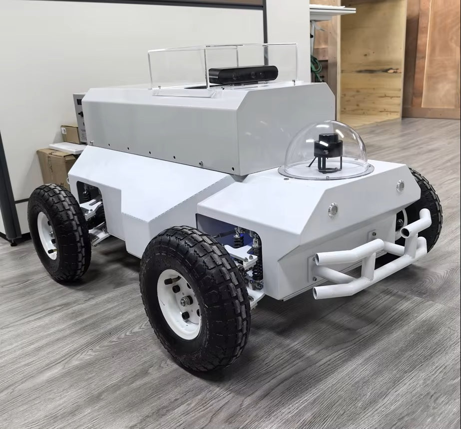 4WD Suspension Smart Car Inspection Robot Wire Chassis Automatic Driving Ros Robot Ackermann Front Steering Robot Chassis