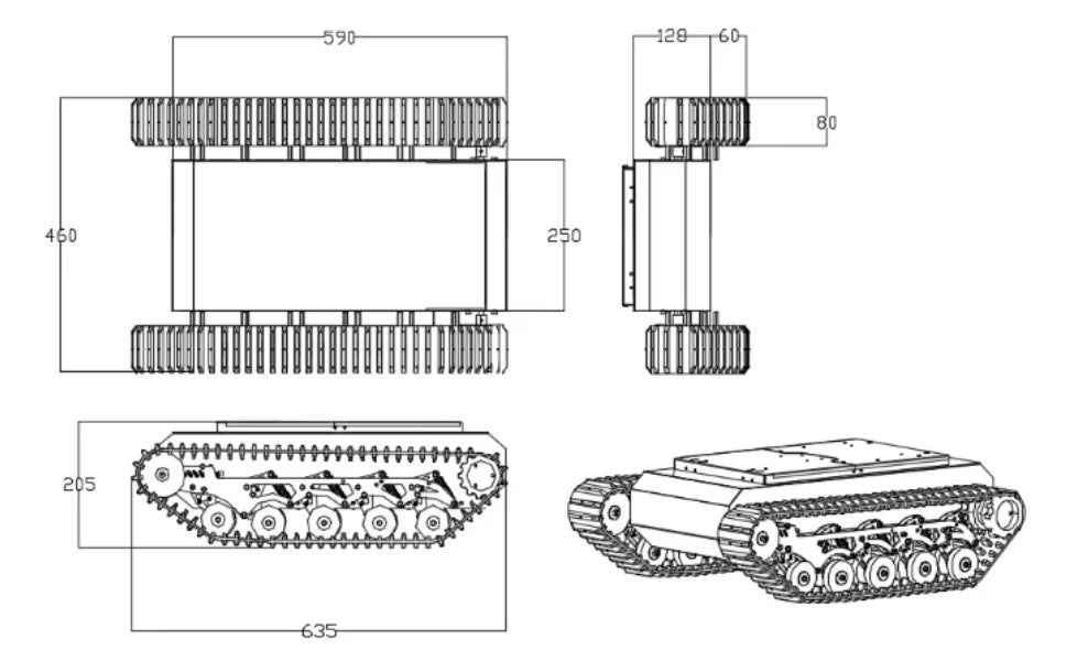 Manufacturer Tracked Chassis Robot Crawler tank Platform High Speed Electric Vehicle Chassis Ros Track Robot
