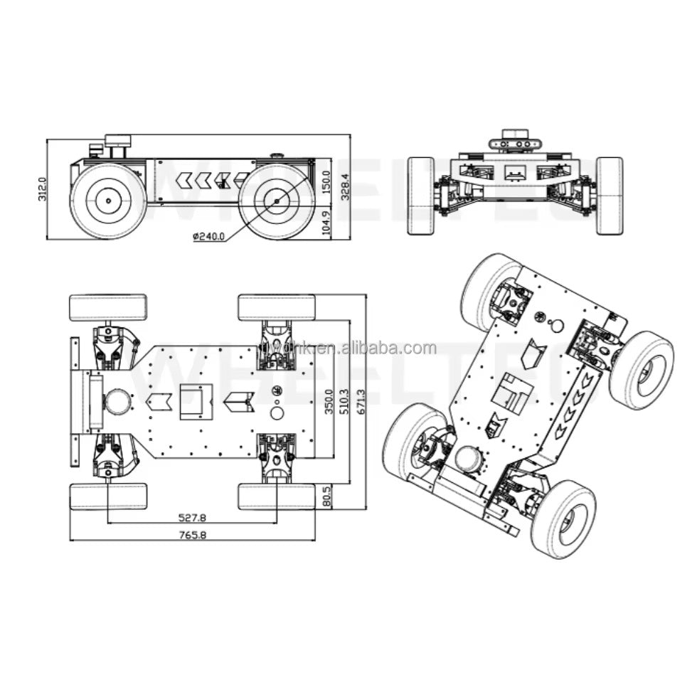 Outdoor Large Payload UGV Mobile Robot Car with Ackermann Steering Drive Independent Suspension Robot Chassis
