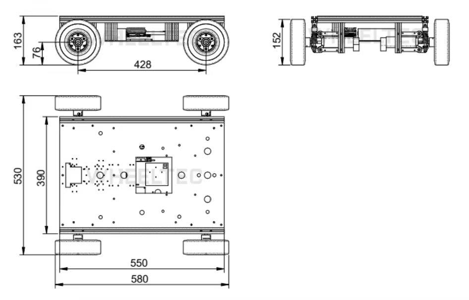 High Grade 4wd Smart Robot Car Chassis Kits Farm Robot Chassis Lidar Robot Chassis