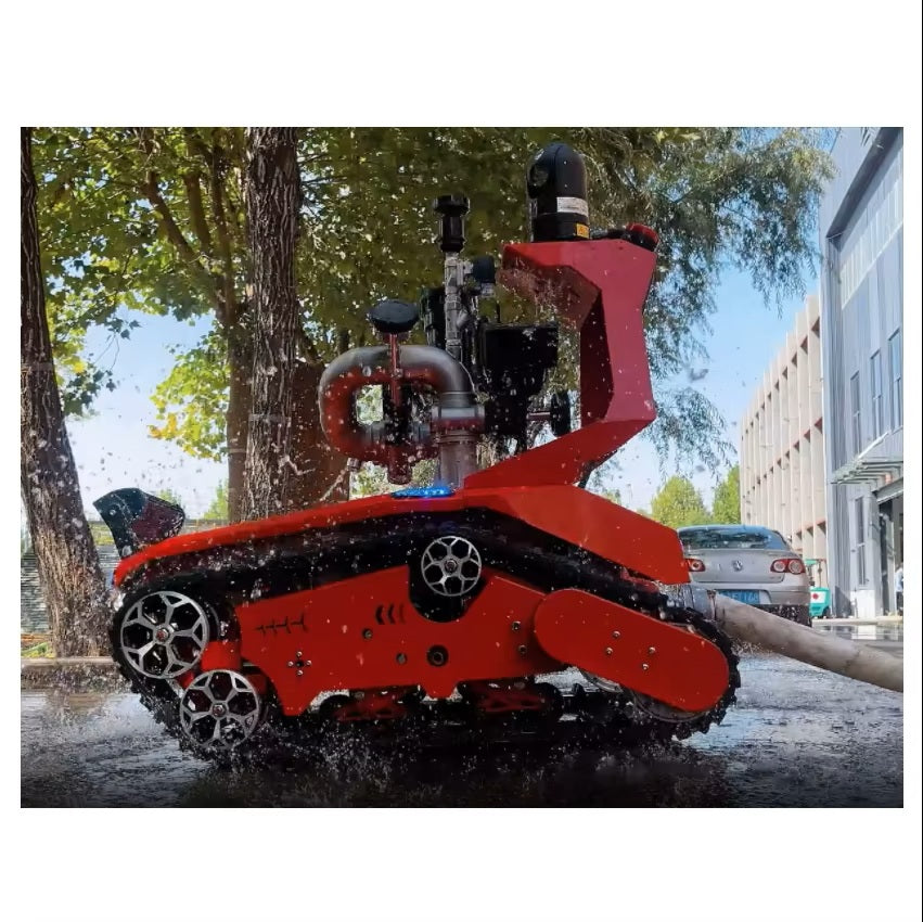 Powerful Chassis Car Robot with Integrated Water Cannon for Efficient FireFighting