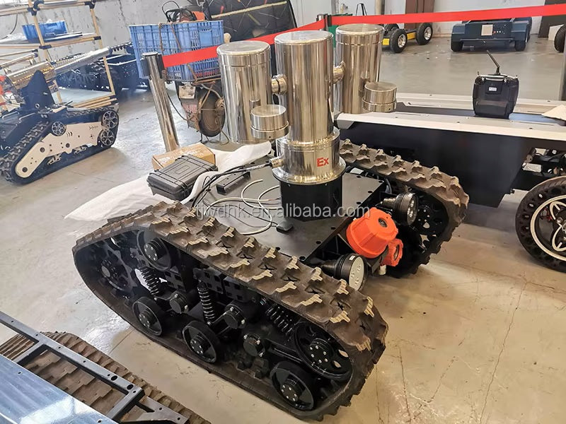 High Quality 260kg Payload Rubber Track Outdoor Delivery Robotic Vehicle Chassis Crawler tank Chassis